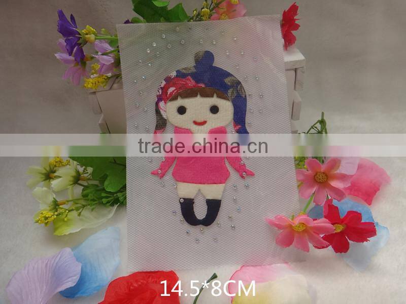 2016 hot sale cute lively custom heat transfer label sticker with diamond