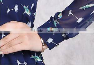 2015 Fashion Chiffon Long Sleeve Chiffon Shirts for Women