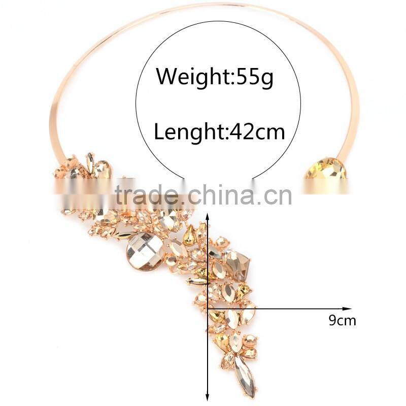 Bohemian Luxury Crystal Beads Cuff Collar Choker Necklace Women multicolored Wedding Maxi Statement Jewelry