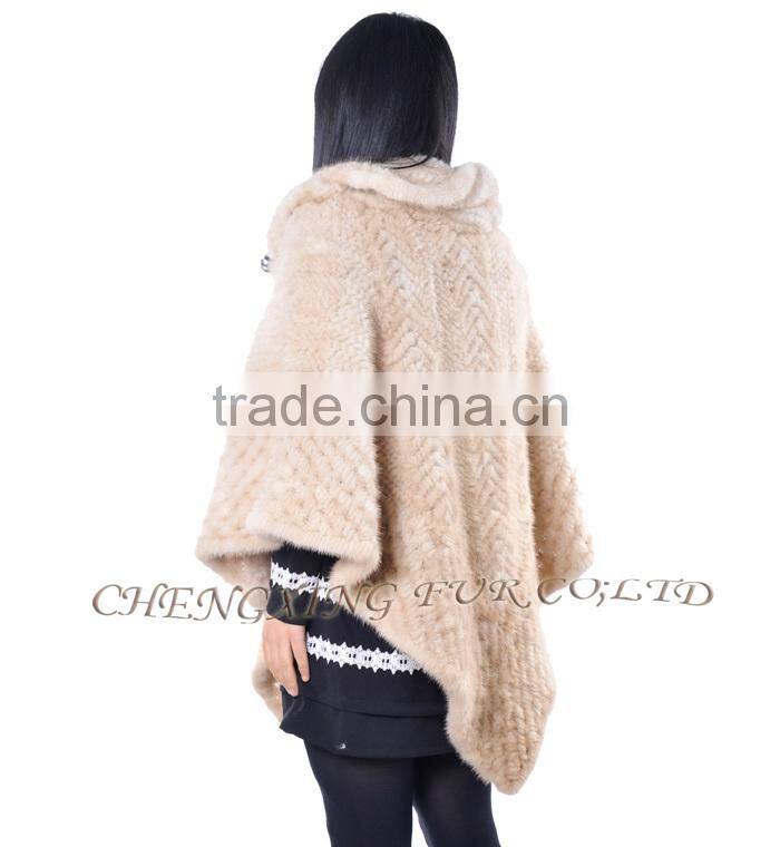 CX-B-M-33E Fashion In-stock Free Size Shawl/ Mink Fur Lady's Fur Cape