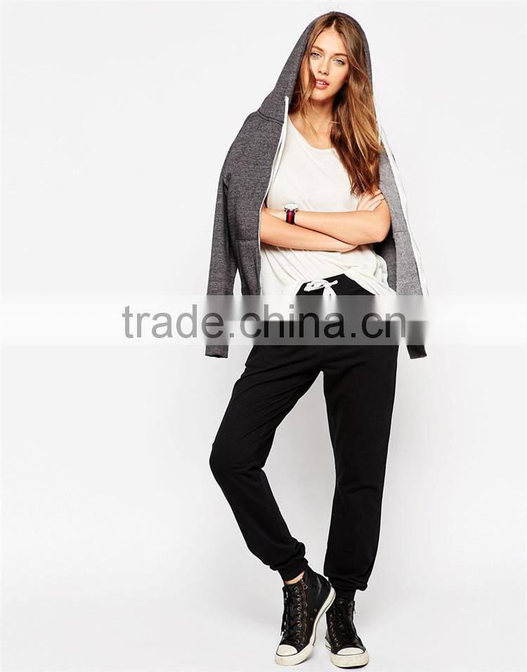 Womens new fashion casual jogger pants & trousers blank black