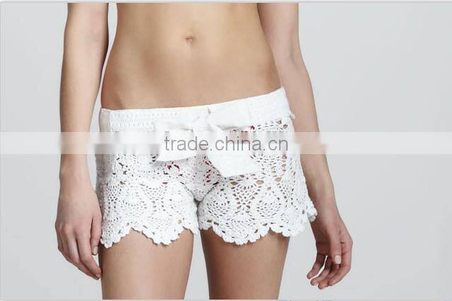 white crochet trousers