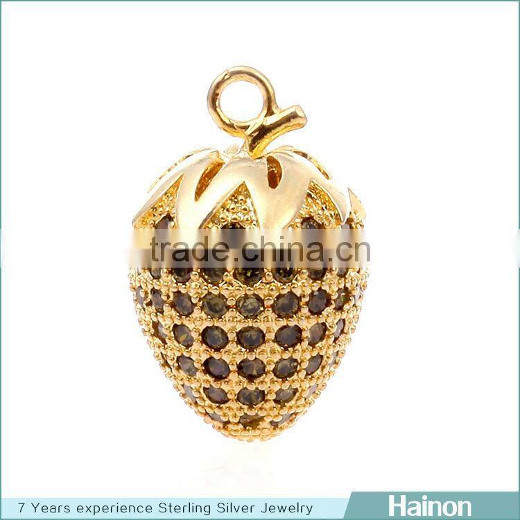 18k gold paved black zircon grape shape beads pendant