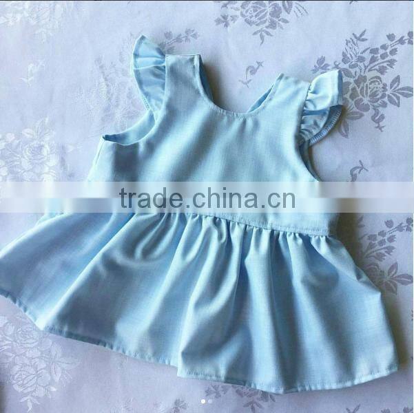 Boutique Girls Wedding Dress Party Wear Baby Soild White Cotton Dresses Wholesale Kids Clothing