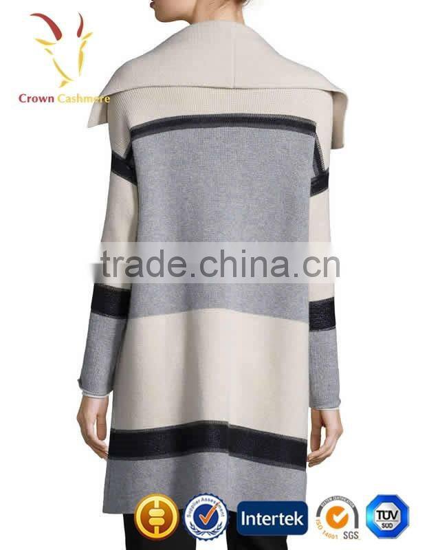 Wing Collar Women Winter Cashmere Long Coat