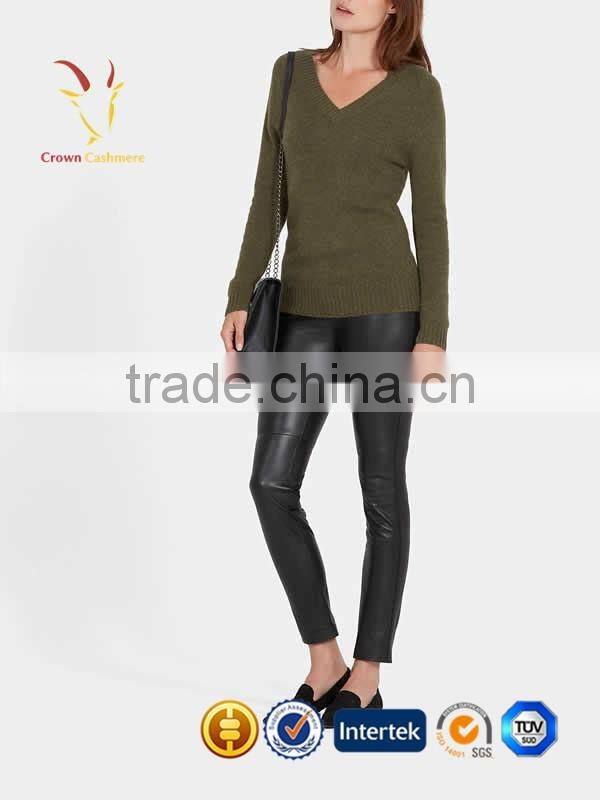 Women Cashmere V Neck Pullover Sweater Knitting Pattern