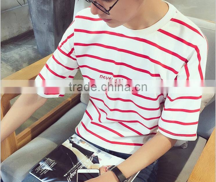 2016 new fashion all match loose half sleeve striped t-shirts