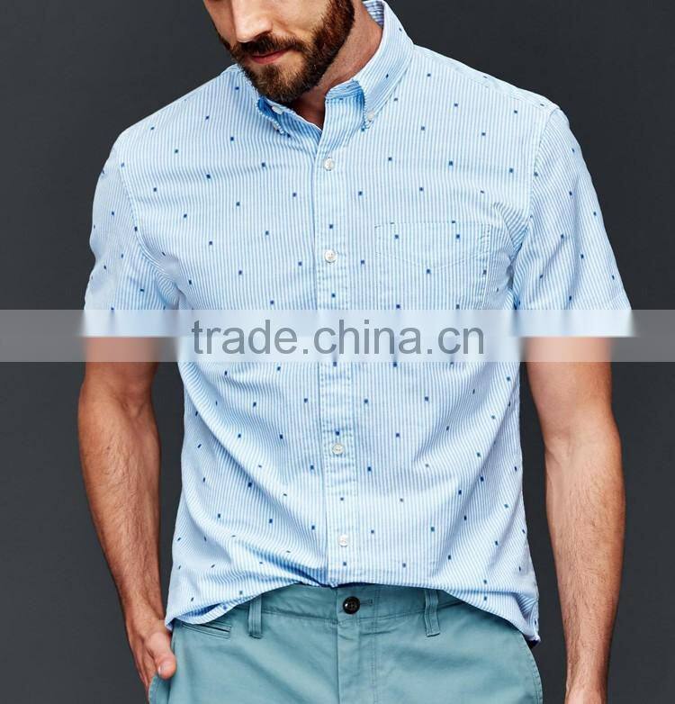 2016 latest design fashion bengal stripe short sleeve standard fit shirts
