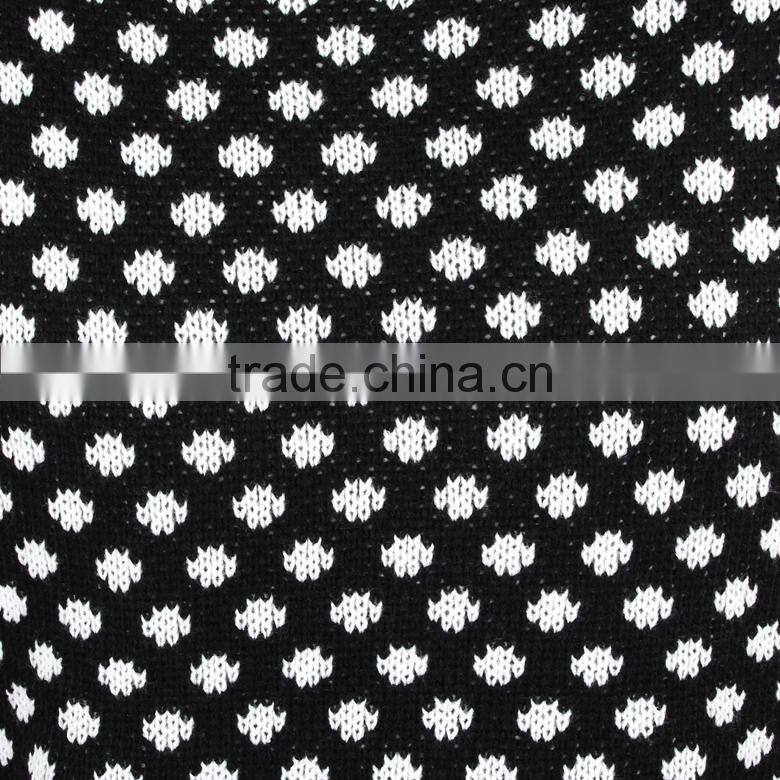 crew neck black pullover men wool blend sweater with decorative dots