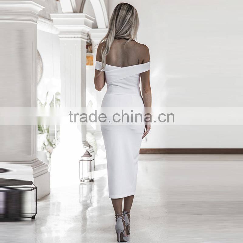 Sexy Off Shoulder Dresses Women Summer Side Slit Dresses Party Night Bodycon Dress