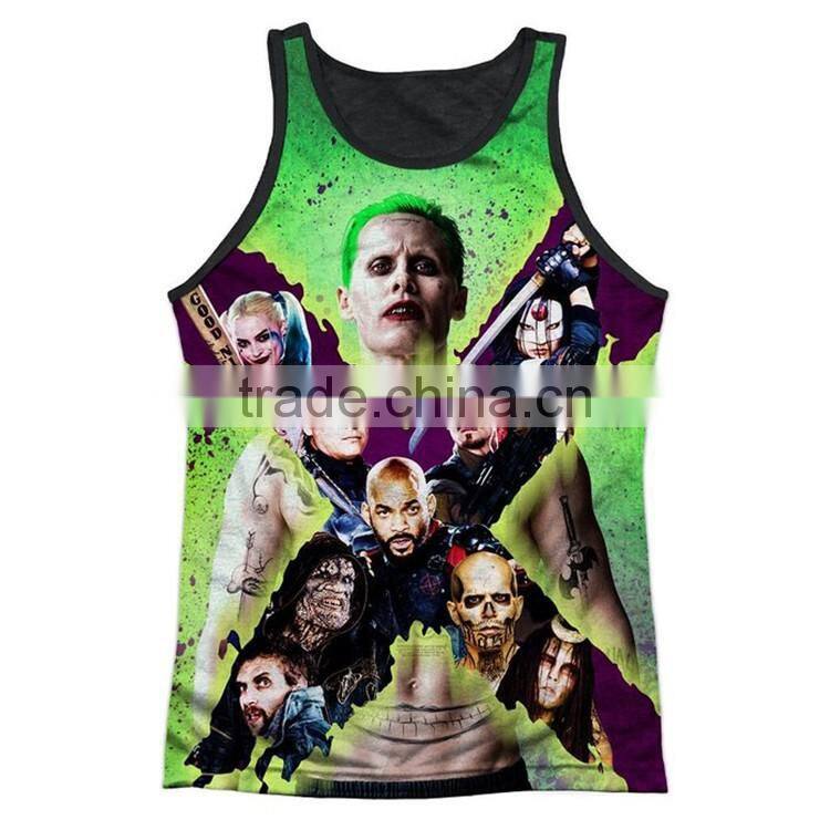 Wholesale 3d design mens fitness 100 polyester all over sublimation tank top