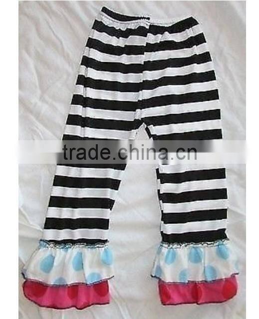 Pure cotton black white stripe baby pant with Triple ruffle Baby Girls Stripes Pants Kids clothing leggings children Ruffle Pant