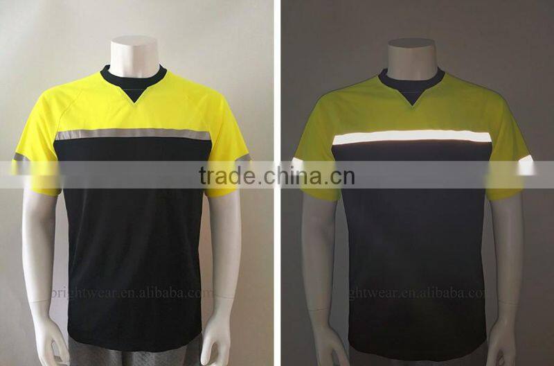Men's high visibility short sleeve two colored china factory reflective t-shirt