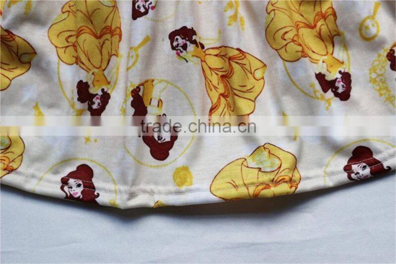 New arrive kids summer smocks flutter sleeves prints princess yellow pearl dress