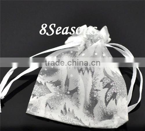 White Christmas Tree Organza Wedding Gift Bags &Pouches W/Draw String 7x9cm