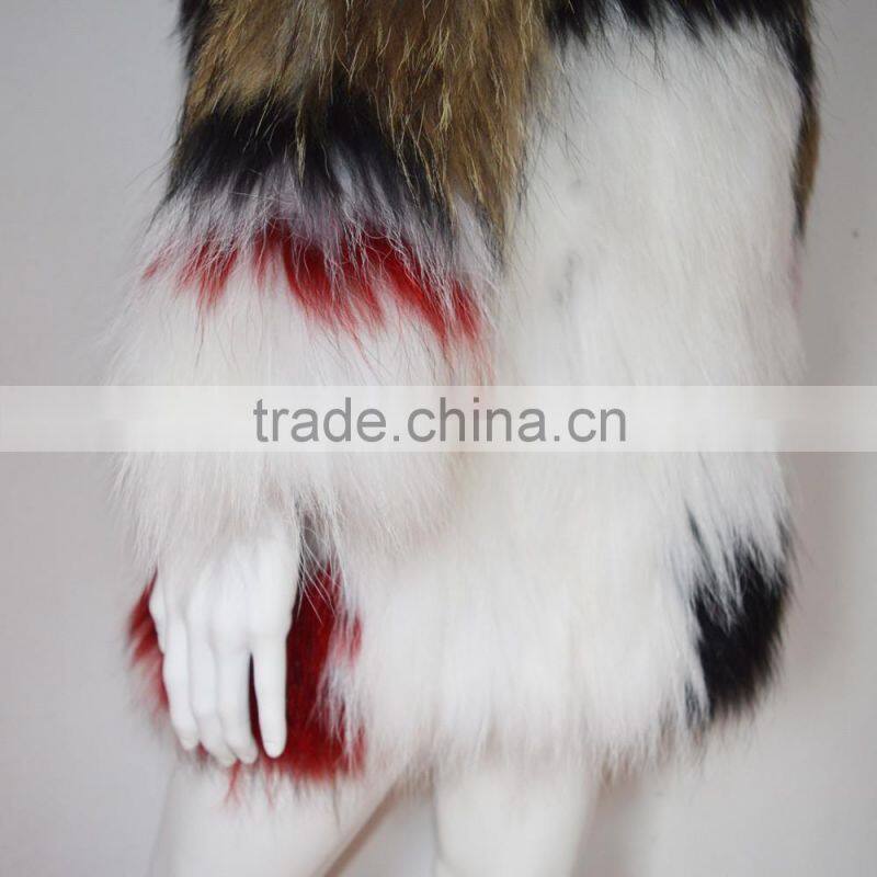 SJ045-01 China Glossy Sumptuous Raccoon Knitted Fur Coats/Women Coats with out Lining/Multicolor Fur Coats