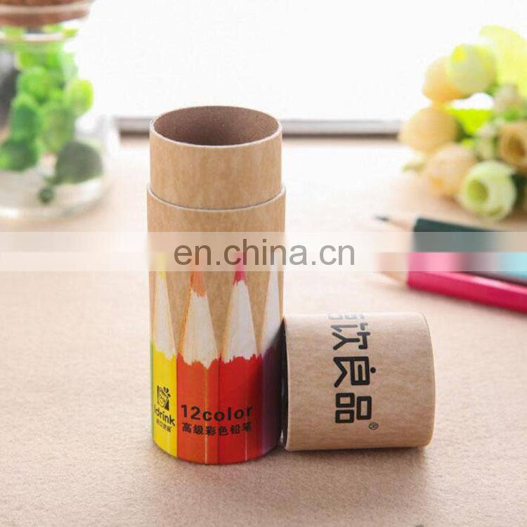 factory price customized brown kraft cardboard paper cylinder box for colorful pencil packaging