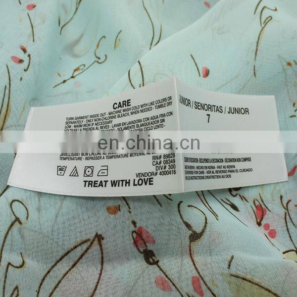 customized type high quality loop fold soft care label printer