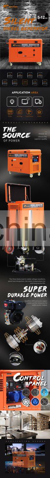 8kw 8kva air cooled single cylinder portable Silent Diesel Generator Set