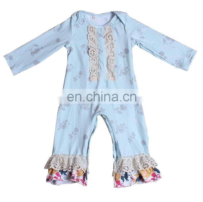 Boutique floral ruffle organic baby romper