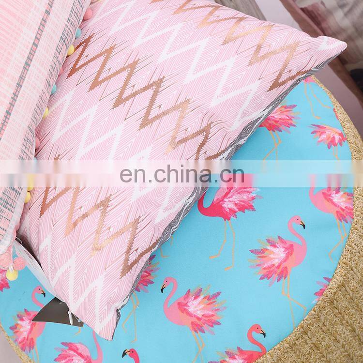100% Cotton Geometric Wave pink Home indoor Decorative Square Throw Pillow Covers for Sofa Bedroom