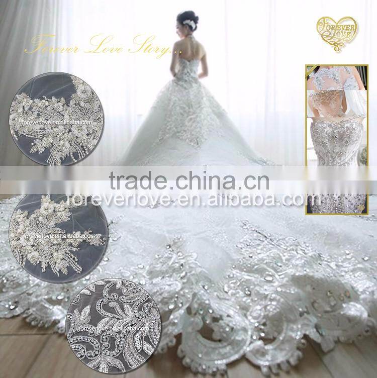 Handmade flower shape beaded crystal rhinestone applique for dress FHA-054