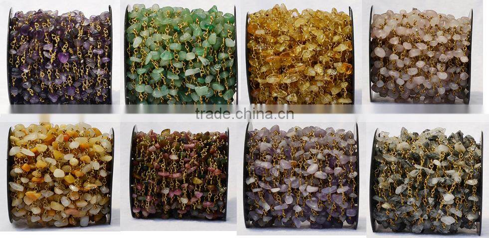 faceted colored crystal beads wrap chain gold plated wire chain for jewelry diy