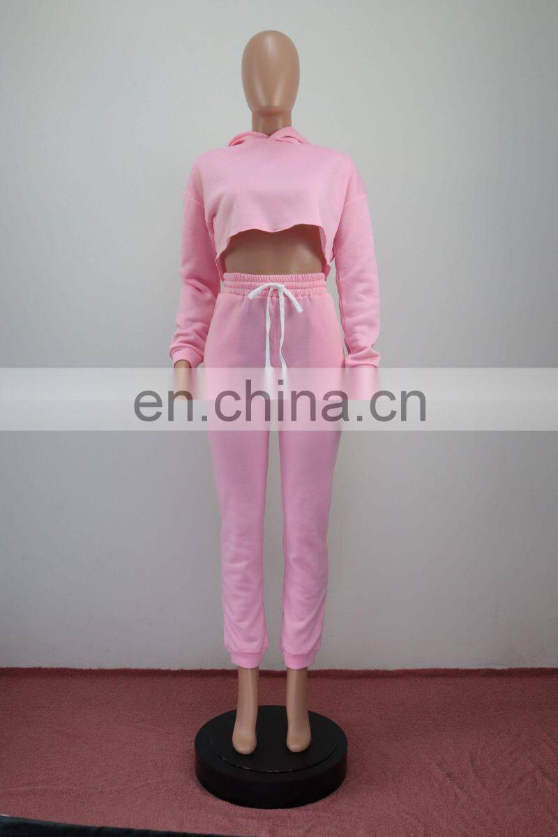 Customized wholesale two-piece women's casual wear two-piece hoodie plus size sweatpants suit jogging suit women