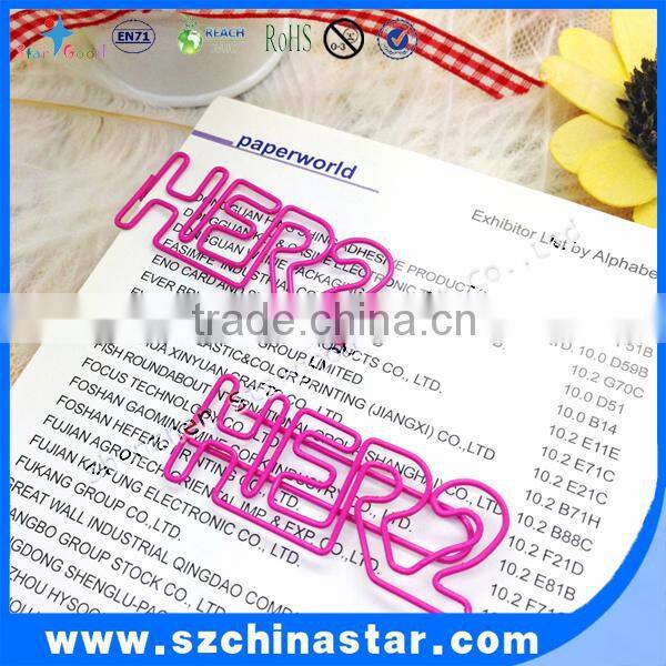 Mini dog shape paper clip PET coated PMS color