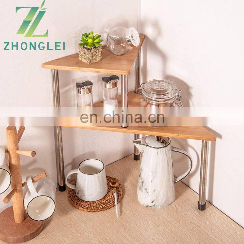Kitchen Spices Pantry Cabinet Storage Separable 2-Tier Corner Shelves Counter Shelving for Bathroom Cosmetic Organizer