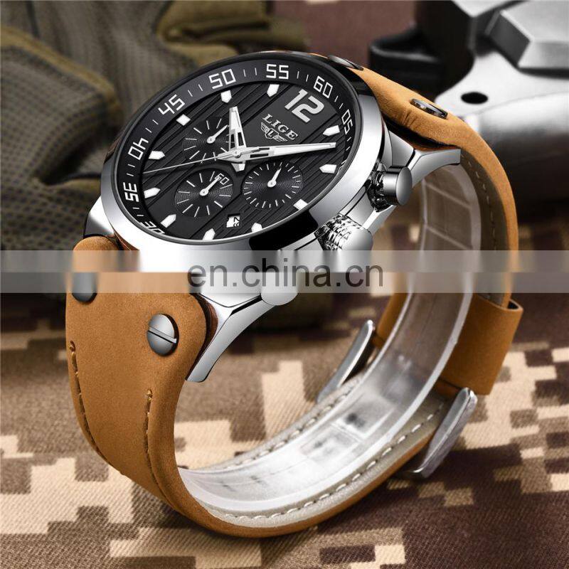 LIGE 9890 New Fashion Sport Mens Watches Luxury Brand Chronograph Men Watch Waterproof Multifunction Quartz Male Wristwatch
