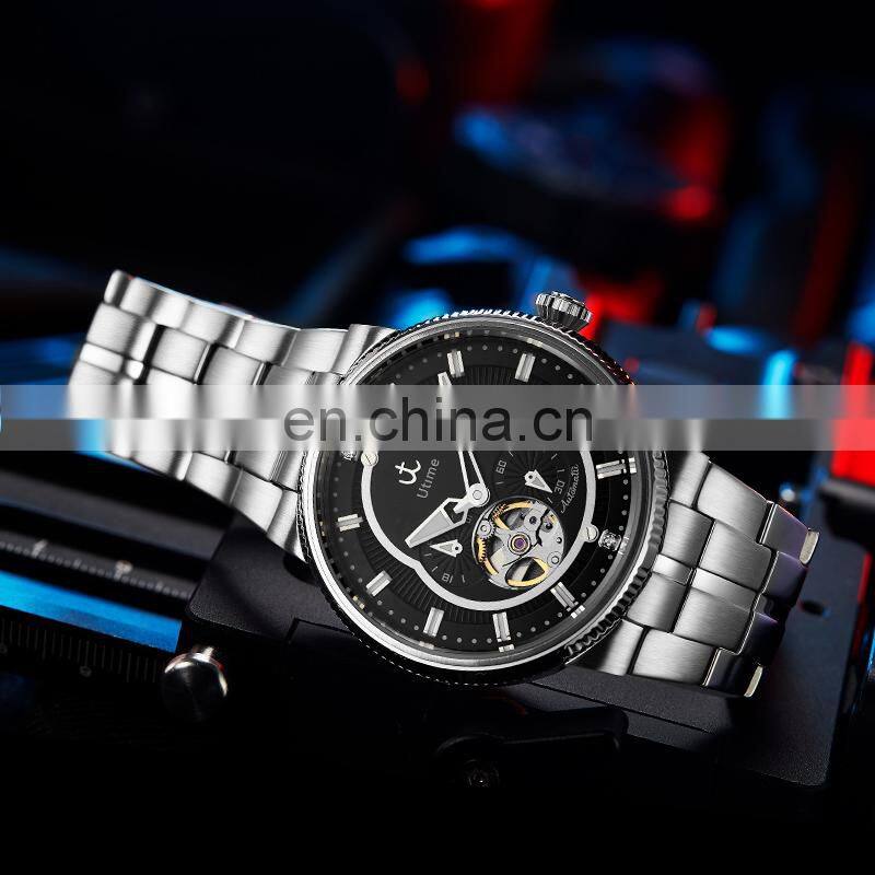 Utime 316L Automatic Watch For Man See-through Caseback Water Resistant Waterpoof Mechanical Watches U0045G Relogio Masculino