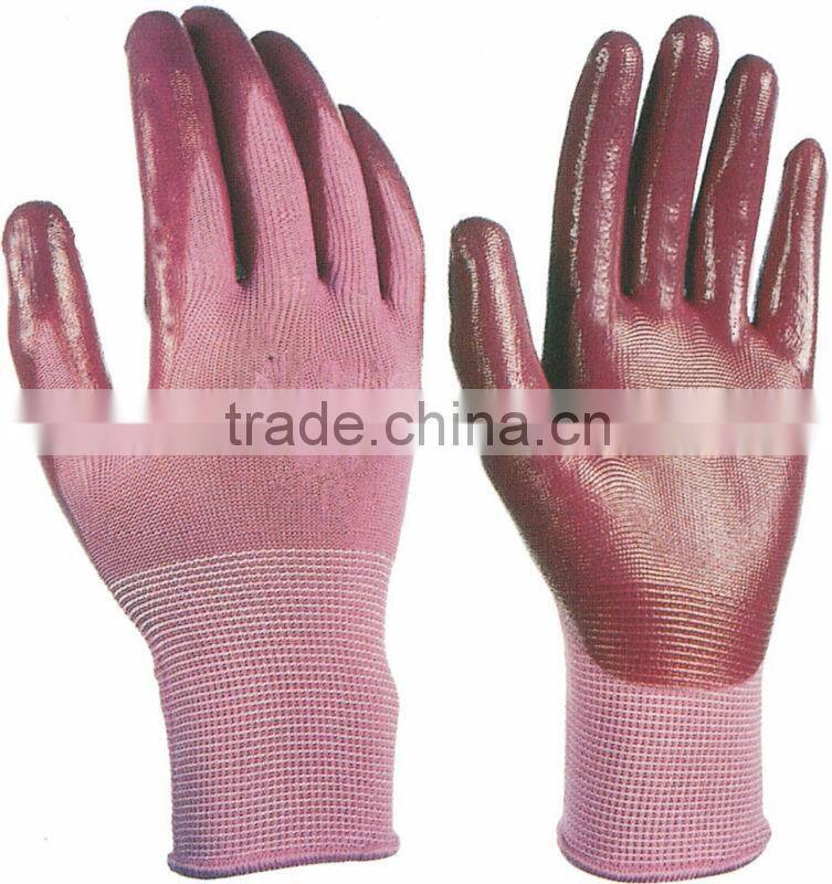 Nitrile coated glove,safety gloves nitrile coated with 13gauge(high quality)