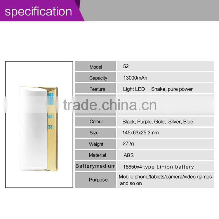 Ultra-large capacity 13000mHA shake power mobile power supply 1 year warranty