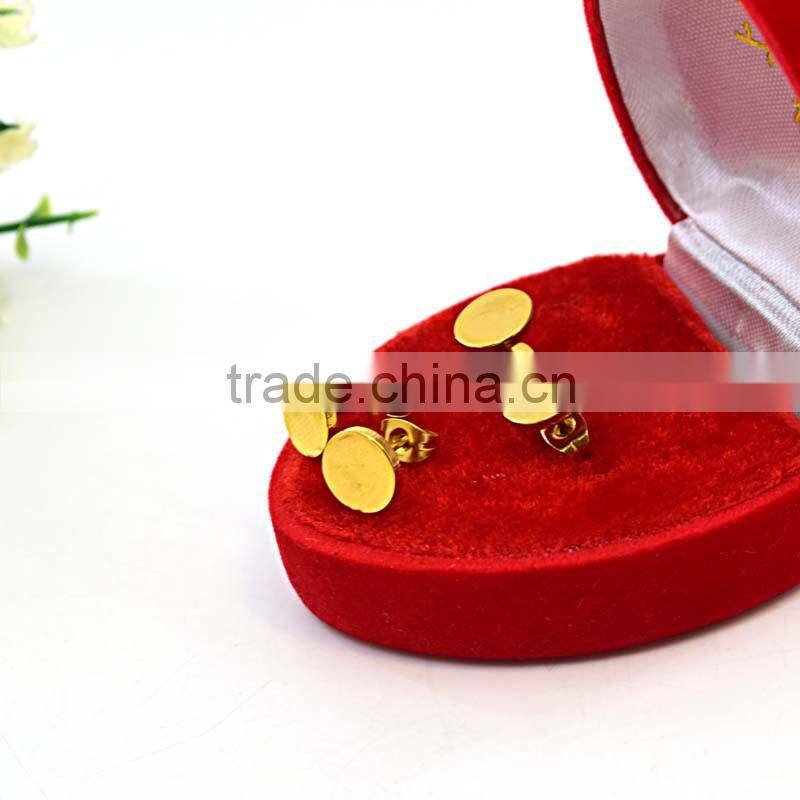 18K Gold plate 2 gram gold beautiful designed earring round coin earring stud