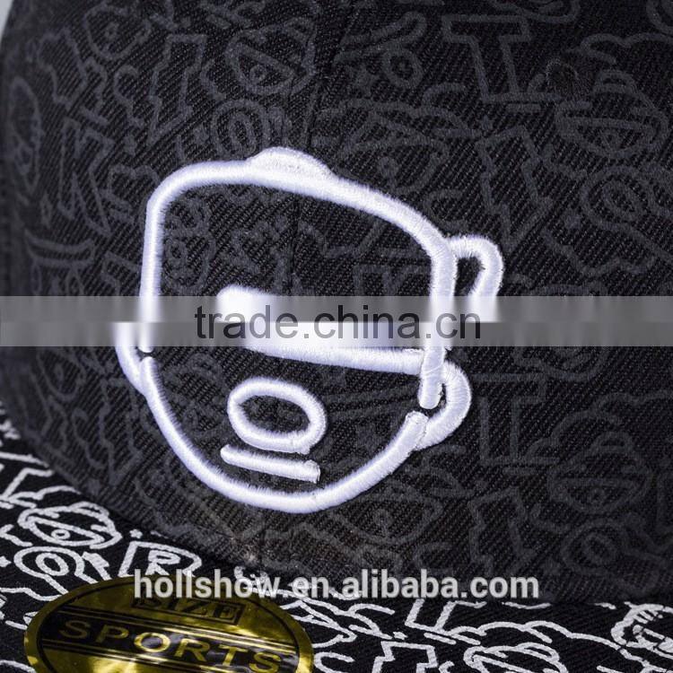 Carton Head Embroidery Adult Lovers Flat Sport Caps Custom Snapback