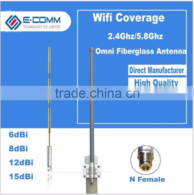 Hot sale!! 5.8ghz antenna polarized outdoor fiberglass antenna 15dBi 5.8G wlan repeater base omni antenna 15dBi