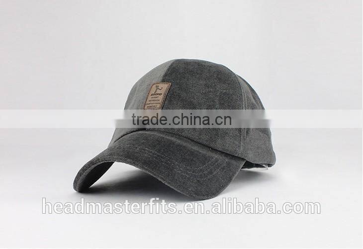 Custom Sports Hemp Caps Washed denim 6 panel Baseball Cap From China