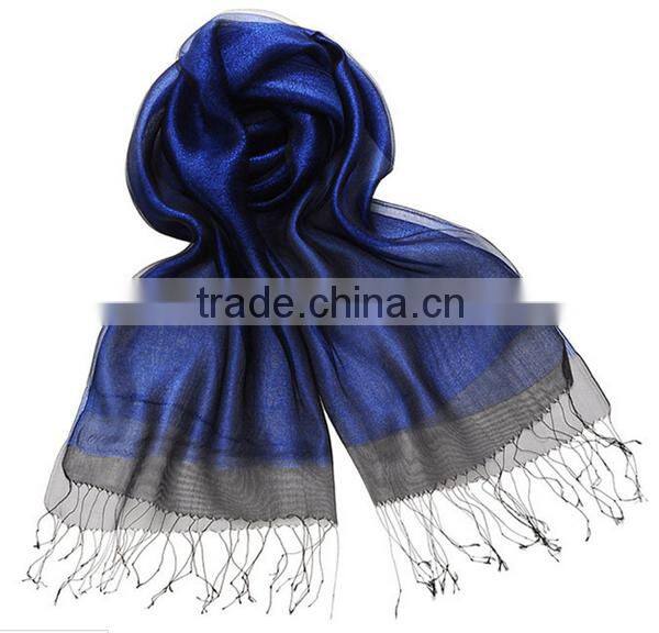 fashion 2015 high quality tassel silk chiffon scarf