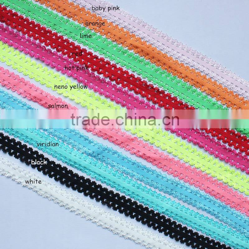 Baby Soft Lace Headband Elastic 3/4 Lace Ruffle Frilly Elastic Trims