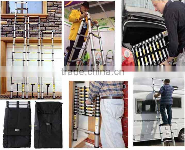Easy carry EN131 approva 3.8m Aluminum extension ladder telescopic ladder form china suppliers