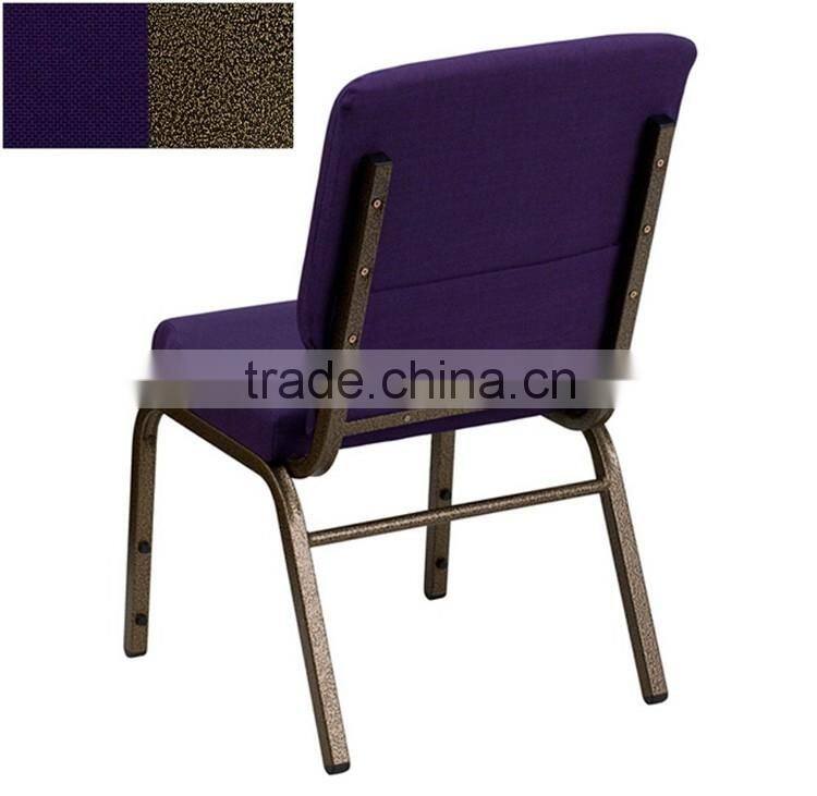 Wholesale cheap stacking metal church chairs with iron tube and fabric cushion