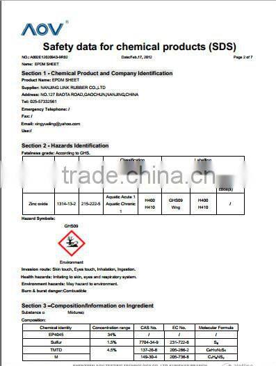 membrane sheet epdm rubber anti aging 1/32" 3/32" 1/8" China rubber manufacturer