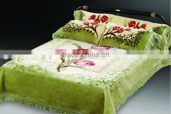 100% polyester Printed and mink 4pcs blanket set