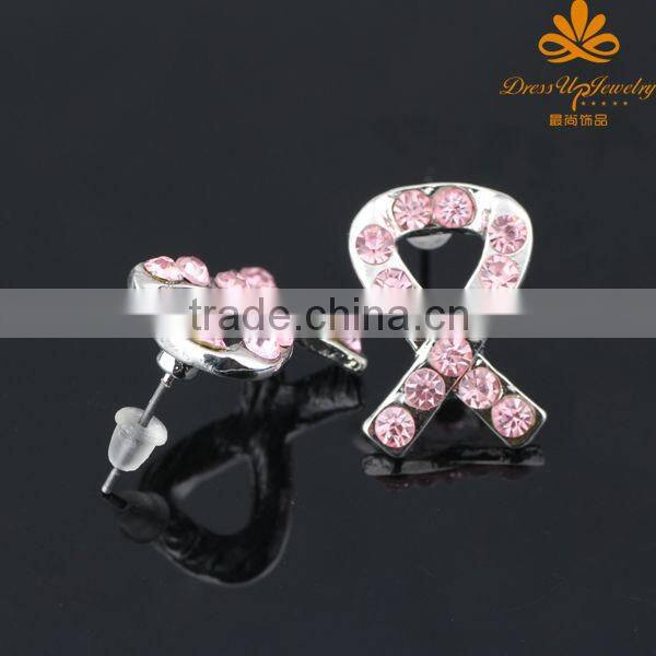 Jewelry earrings promotional red ribbon silver earring