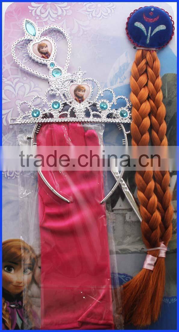 High quality Europe and America hot selling snowflakes wand+ crown+ gloves+ wig set for girls cosplay