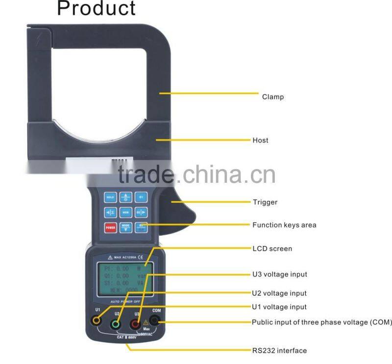 ETCR7300A Large Caliber Clamp Three Phase Power Clamp Tester electrical meter