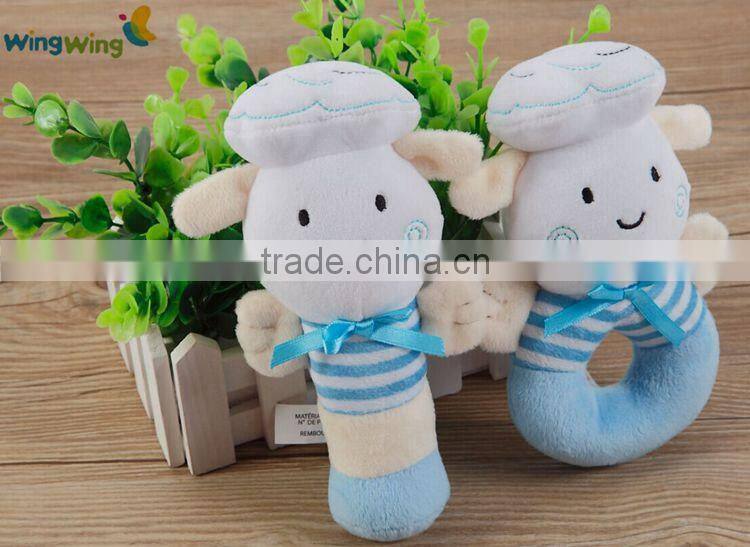 Promotional wholesale soft animal plush rattle toy custom baby rattle