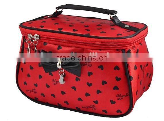 Fashion girls Satin makeup bags/girls overnight bags shenzhen factory