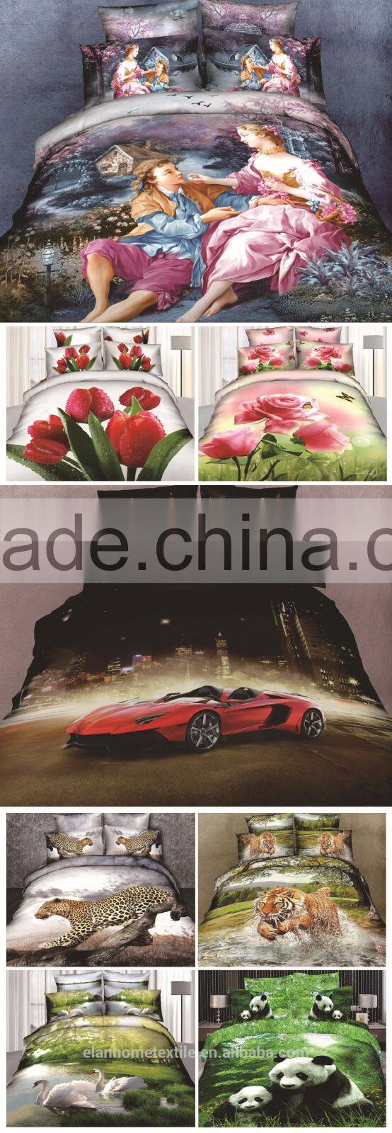 100% cotton 3d printed luxury 3D bed cover set